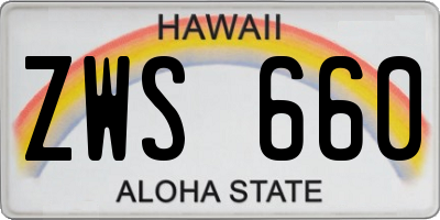 HI license plate ZWS660