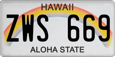 HI license plate ZWS669