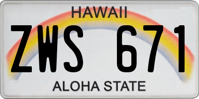 HI license plate ZWS671