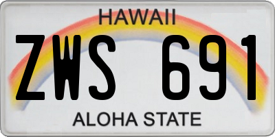 HI license plate ZWS691