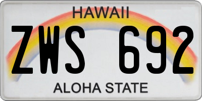 HI license plate ZWS692