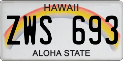 HI license plate ZWS693
