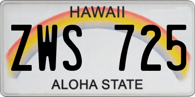 HI license plate ZWS725