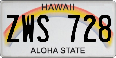 HI license plate ZWS728