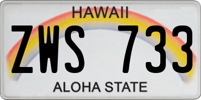 HI license plate ZWS733
