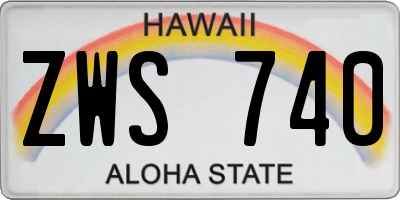 HI license plate ZWS740