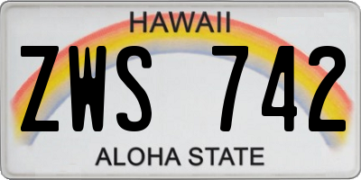 HI license plate ZWS742