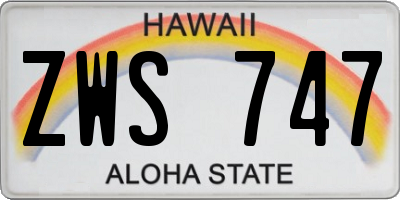 HI license plate ZWS747
