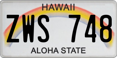 HI license plate ZWS748