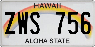 HI license plate ZWS756