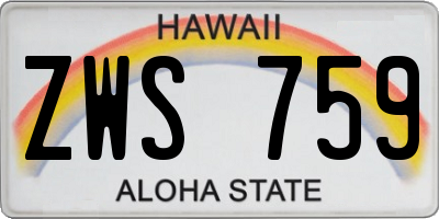 HI license plate ZWS759