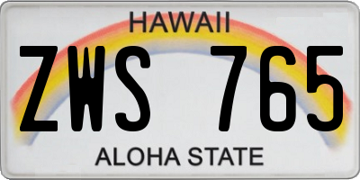 HI license plate ZWS765