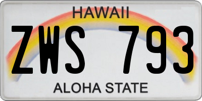 HI license plate ZWS793
