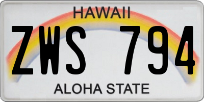 HI license plate ZWS794