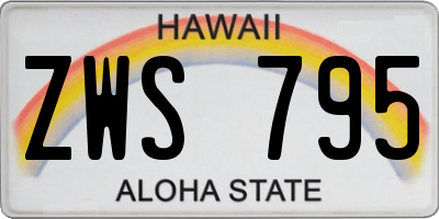 HI license plate ZWS795