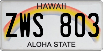 HI license plate ZWS803