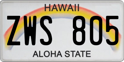 HI license plate ZWS805