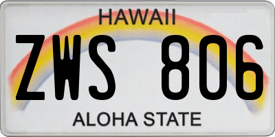 HI license plate ZWS806