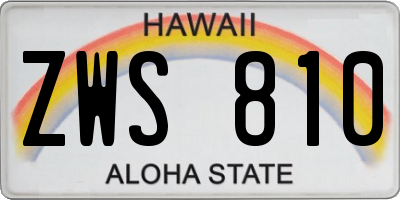 HI license plate ZWS810