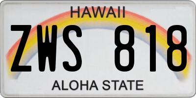 HI license plate ZWS818