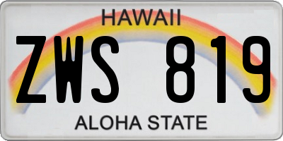 HI license plate ZWS819