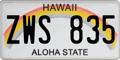 HI license plate ZWS835