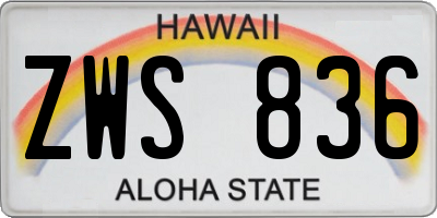 HI license plate ZWS836