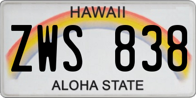HI license plate ZWS838