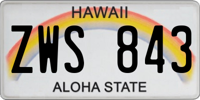HI license plate ZWS843