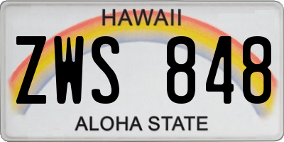 HI license plate ZWS848
