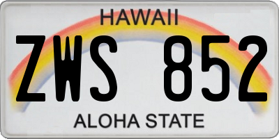 HI license plate ZWS852