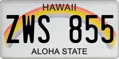HI license plate ZWS855