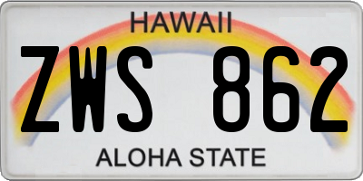 HI license plate ZWS862
