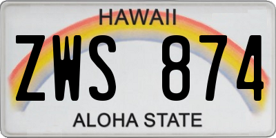 HI license plate ZWS874