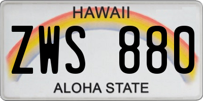 HI license plate ZWS880