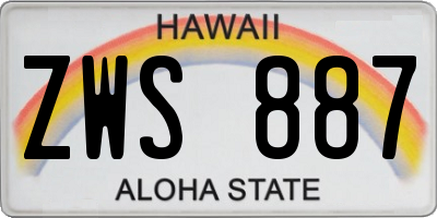 HI license plate ZWS887