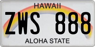 HI license plate ZWS888