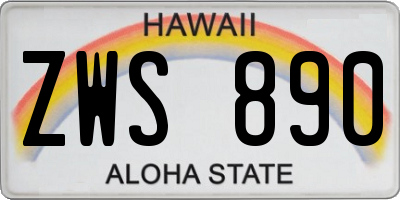 HI license plate ZWS890