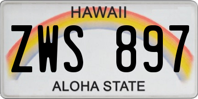 HI license plate ZWS897