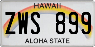 HI license plate ZWS899