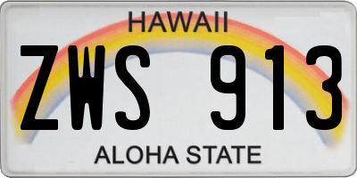 HI license plate ZWS913