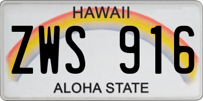 HI license plate ZWS916
