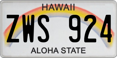 HI license plate ZWS924