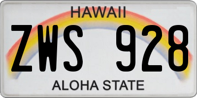 HI license plate ZWS928