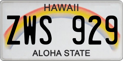 HI license plate ZWS929