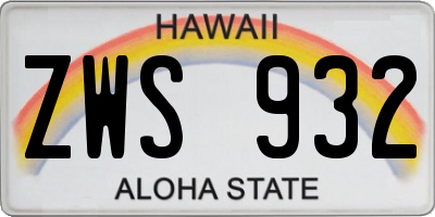 HI license plate ZWS932