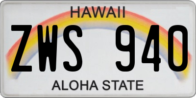 HI license plate ZWS940