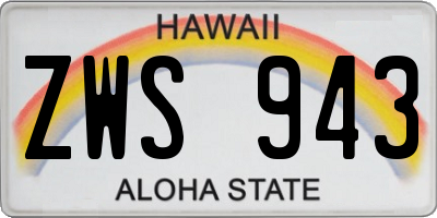 HI license plate ZWS943