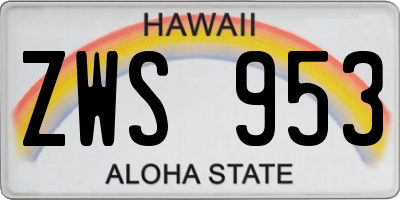 HI license plate ZWS953