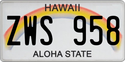HI license plate ZWS958